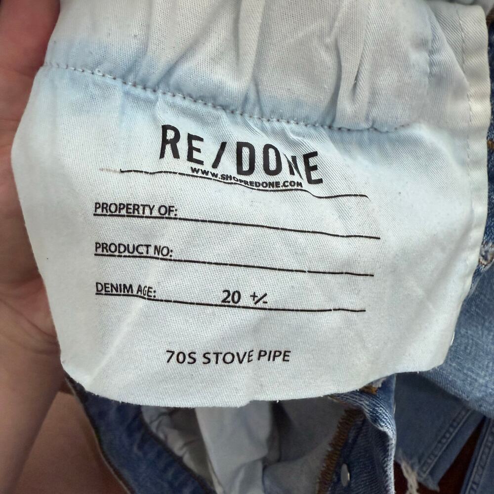Re/Done 70s Stove Pipe Jeans Destroyed Dawn Casual Minimalist Denim Sz 26 - Picture 9 of 10